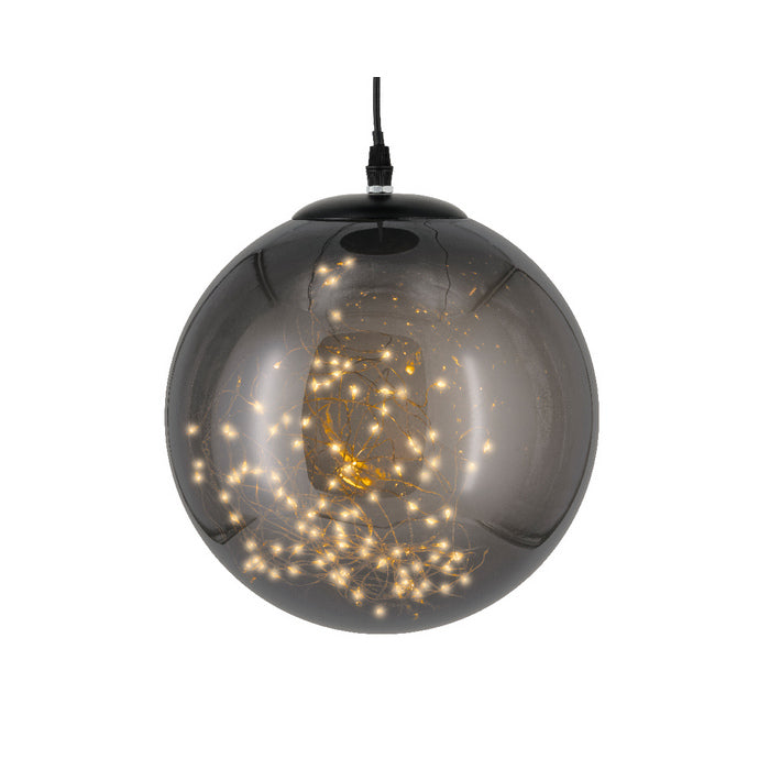 Sfera luminosa nera per decorazione con micro LED bianco caldo a batteria