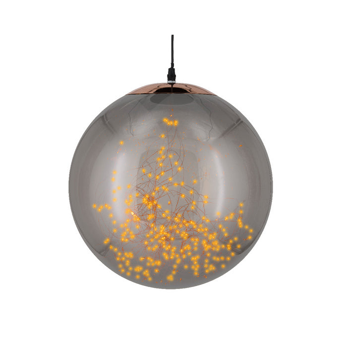 Sfera luminosa fumè per decorazione con micro LED bianco caldo a batteria