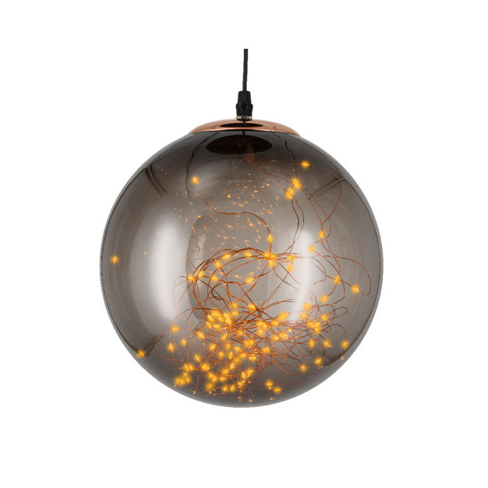 Sfera luminosa fumè per decorazione con micro LED bianco caldo a batteria