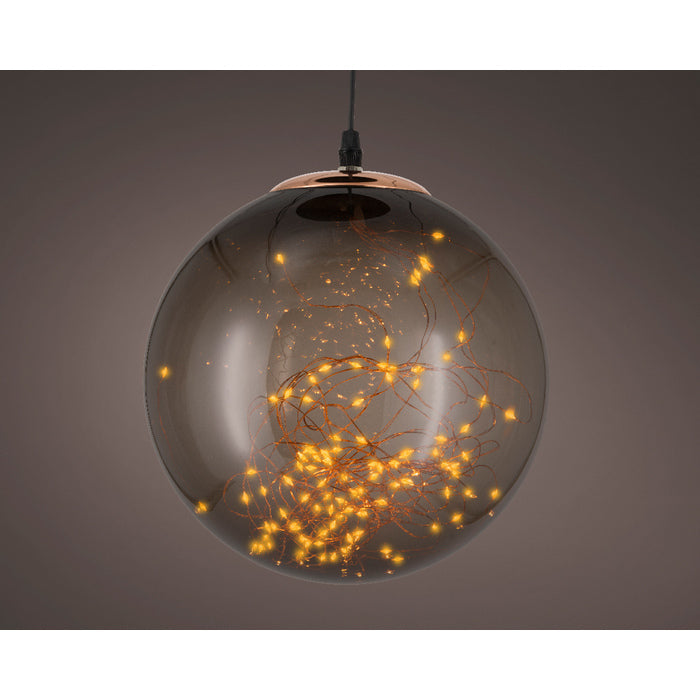 Sfera luminosa fumè per decorazione con micro LED bianco caldo a batteria