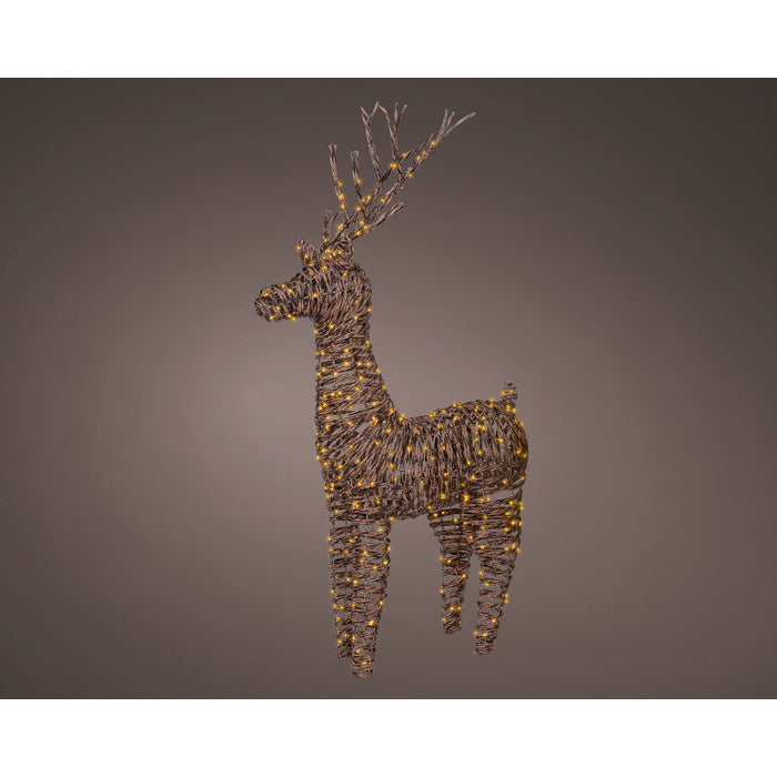 Renna in vimini per decorazione natalizia con 360 LED interno/esterno 104 cm