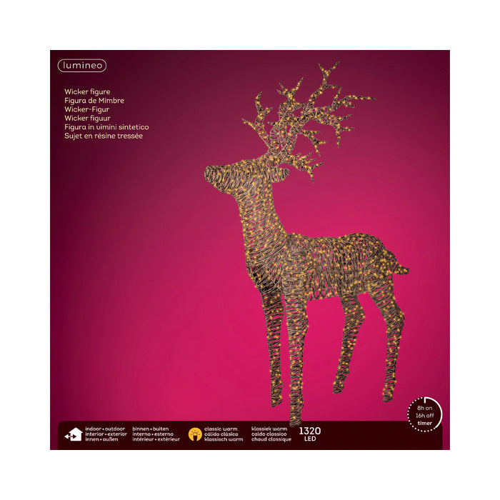 Renna in vimini per decorazione natalizia con 1320 LED interno/esterno 180 cm