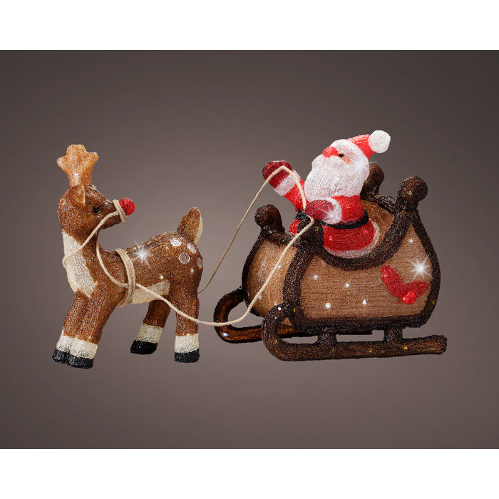 Decorazione natalizia slitta di babbo natale con LED interno/esterno