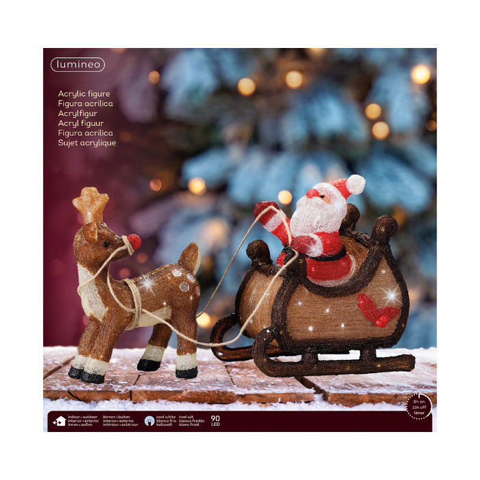 Decorazione natalizia slitta di babbo natale con LED interno/esterno