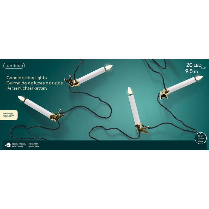 Luci per albero a forma di candela con 20 candele LED bianco caldo