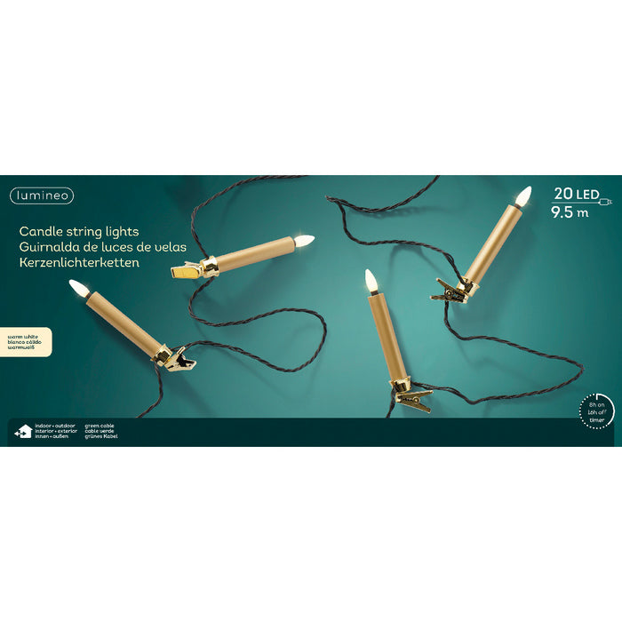 Luci per albero a forma di candela con 20 candele LED bianco caldo