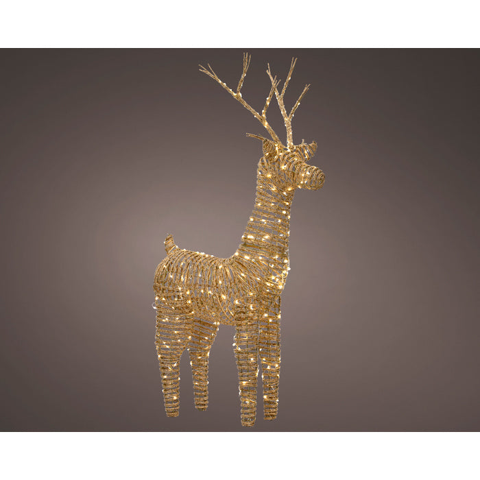 Renna in vimini con 360 mocro led  per decorazione natalizia interno/esterno 104 cm