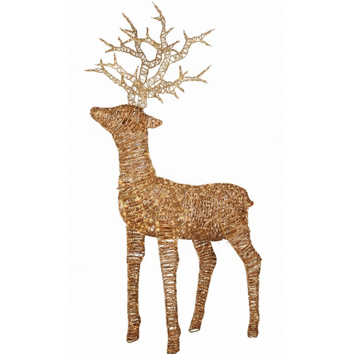 Renna in vimini con 360 mocro led  per decorazione natalizia interno/esterno 180 cm