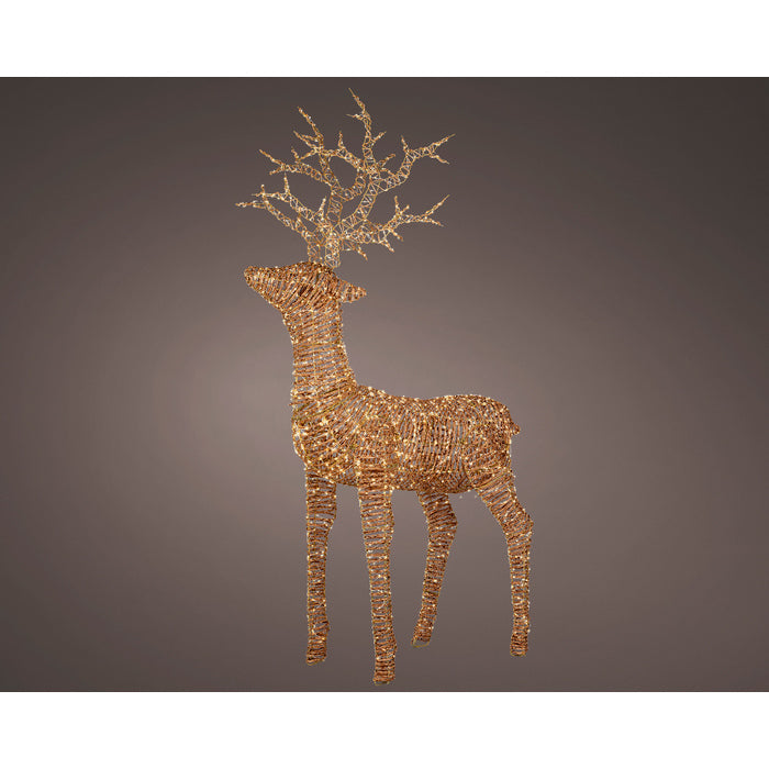 Renna in vimini con 360 mocro led  per decorazione natalizia interno/esterno 180 cm
