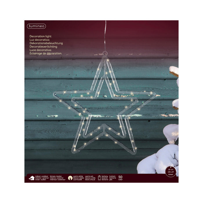 Stella a LED bianco caldo per decorazione natalizia, a batteria, 35 cm