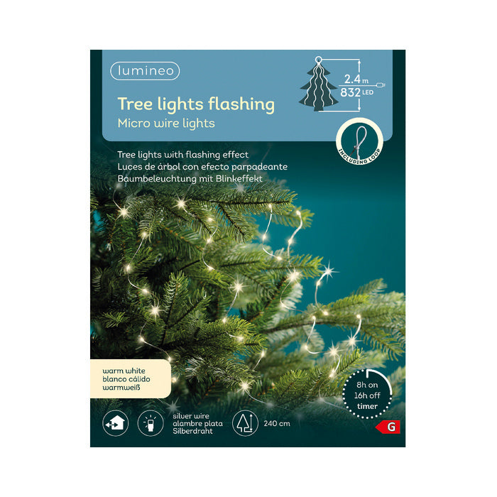 Luci a cascata per albero di Natale, 832 microled con cavo argento interno/esterno 240 cm
