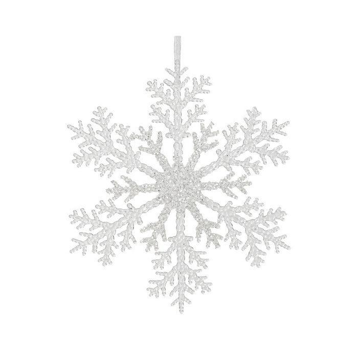 Fiocco di neve per decorazione natalizia glitterato in plastica 21 cm