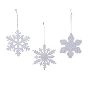Fiocco di neve per decorazione natalizia in plastica trasparente con glitter 10 cm
