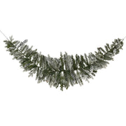 Festone verde innevato con glitter per decorazione natalizia 180 cm