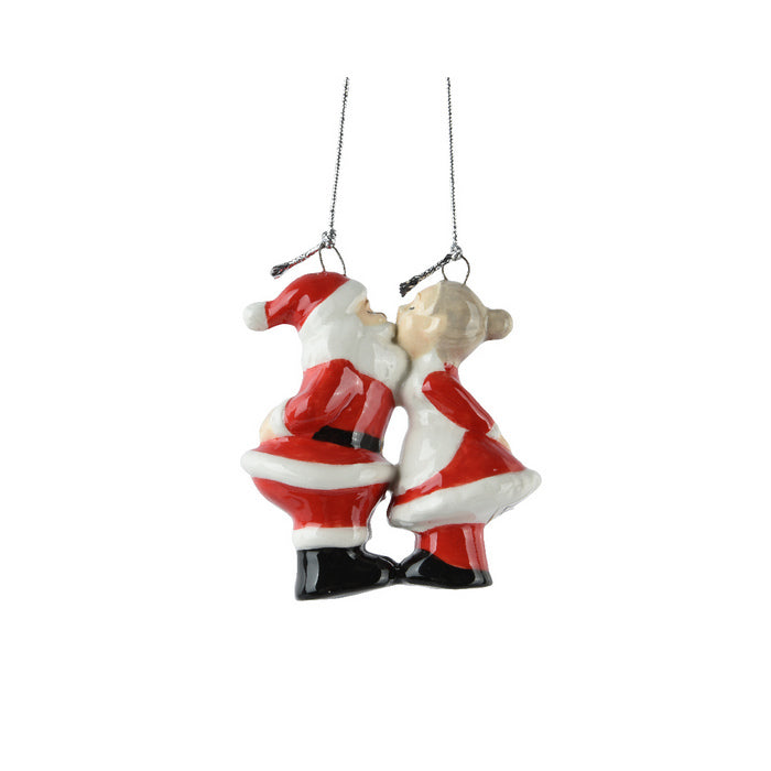 Decorazione natalizia da appendere con bacio di Babbo Natale 7 cm