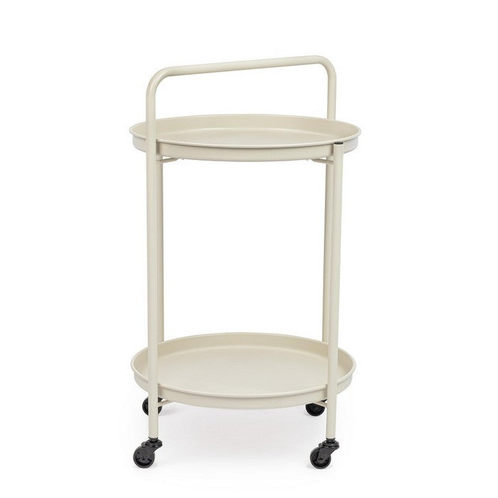 Carrello tondo in metallo con vassoio - Austin
