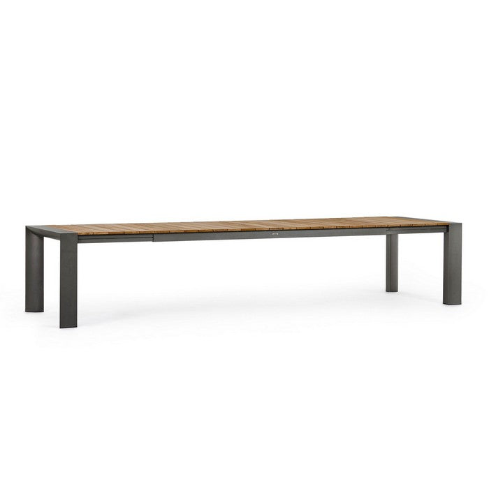 Tavolo allungabile in alluminio con piano in teak - Cameron