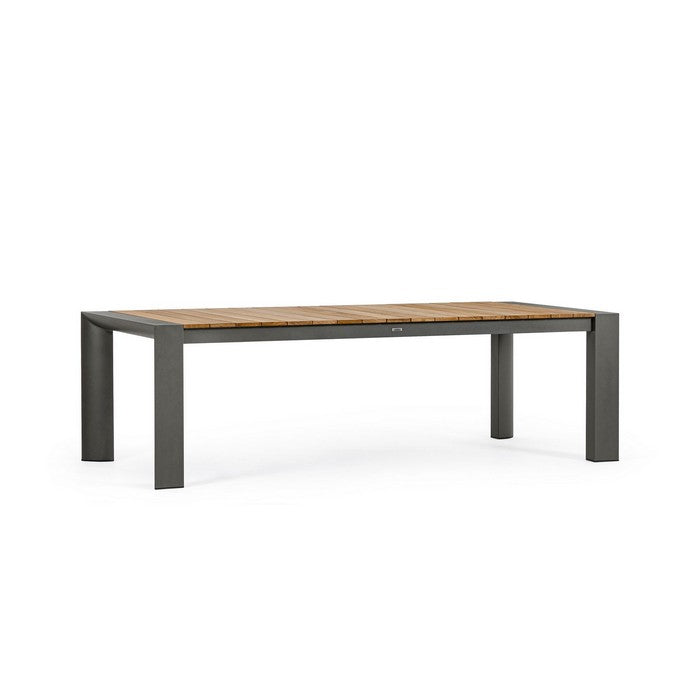 Tavolo allungabile in alluminio con piano in teak - Cameron