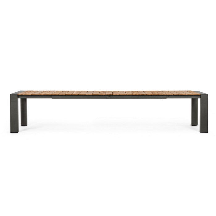 Tavolo allungabile in alluminio con piano in teak - Cameron