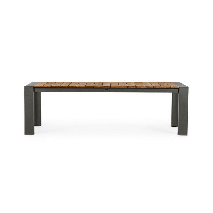 Tavolo allungabile in alluminio con piano in teak - Cameron