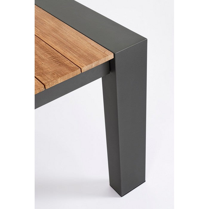 Tavolo allungabile in alluminio con piano in teak - Cameron