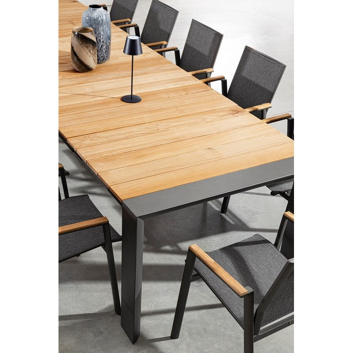 Tavolo allungabile in alluminio con piano in teak - Cameron
