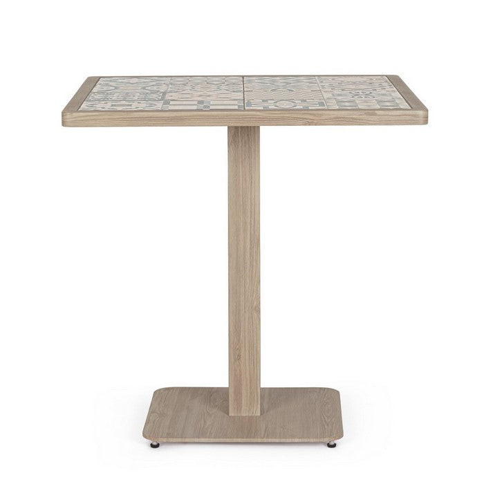 Tavolo quadrato in alluminio effetto legno, con mattonelle in porcellana 73x73 cm - Kalimera