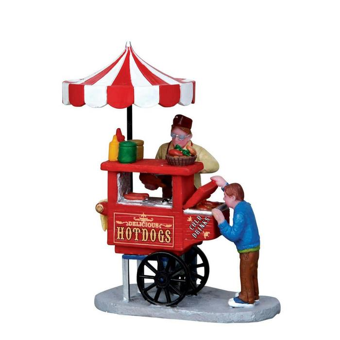 Scena carrello degli hot dog per villaggio natalizio - Hot dog cart