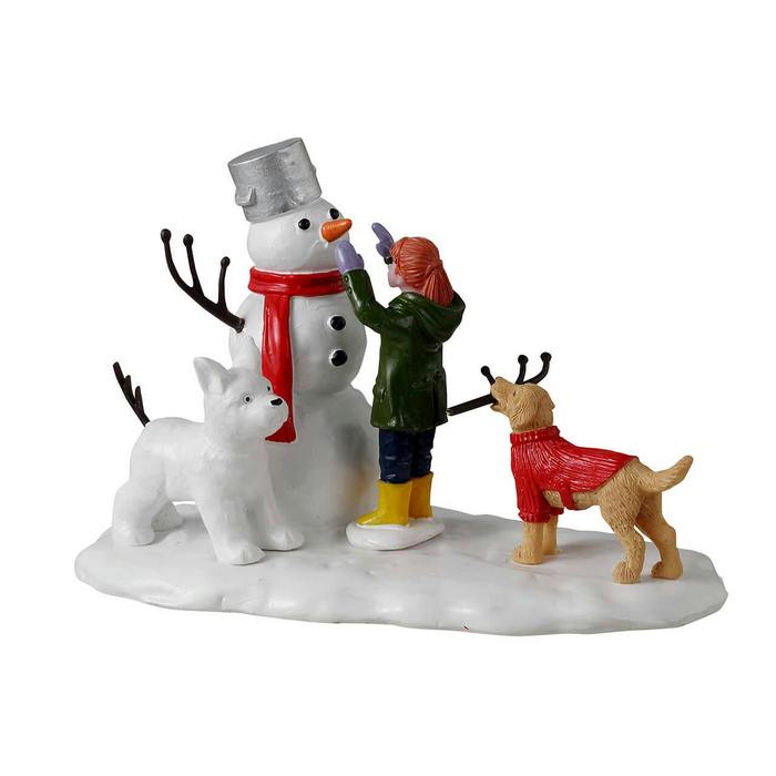 Scena con cane e pupazzo di neve per villaggio natalizio - Doggone Winter Fun
