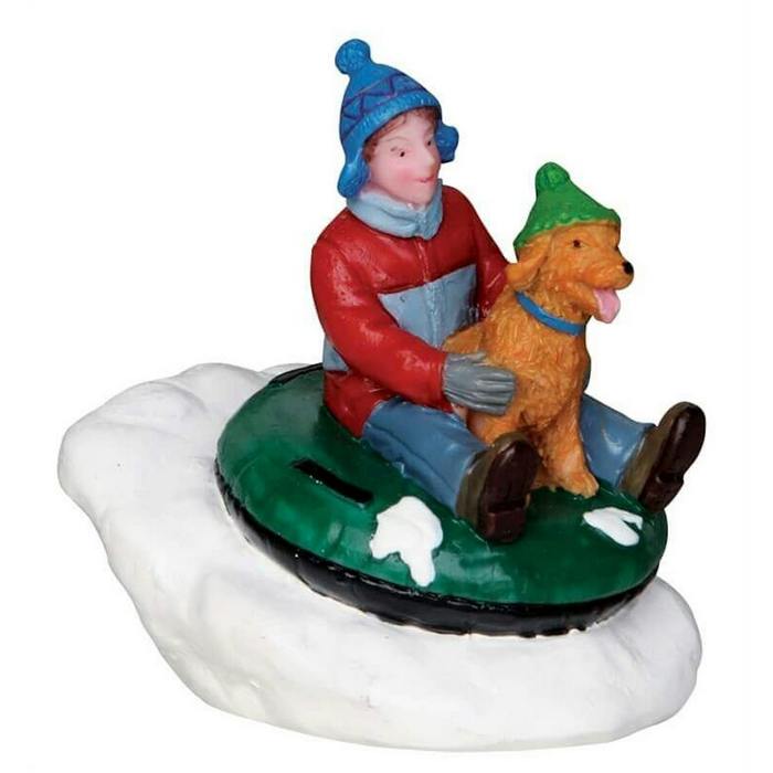 Bimbo con cane su slittino - Tubing Buddies