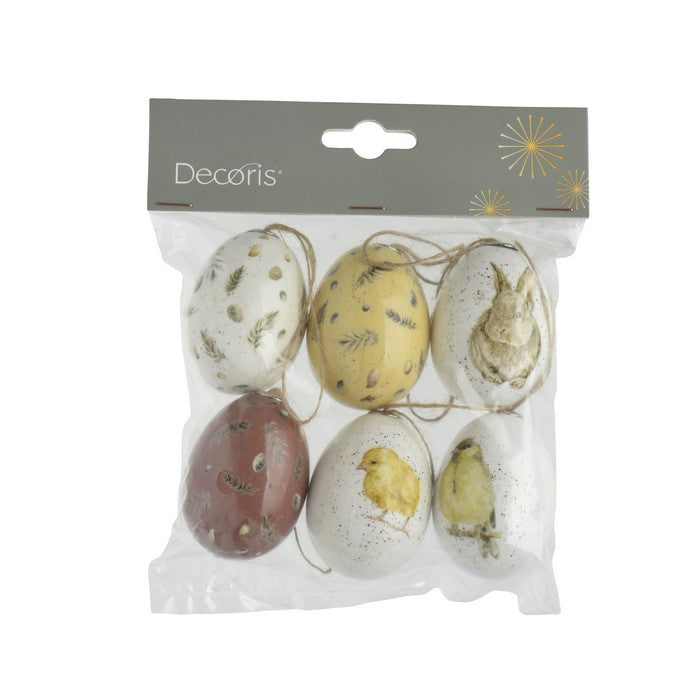 Set 6 uova per decorazione pasquale da appendere 6 cm