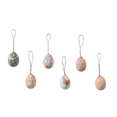 Set 6 uova da appendere per decorazione pasquale 6 cm lucide