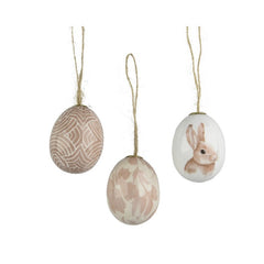 Set 6 uova per decorazione pasquale rosa da appendere 6 cm