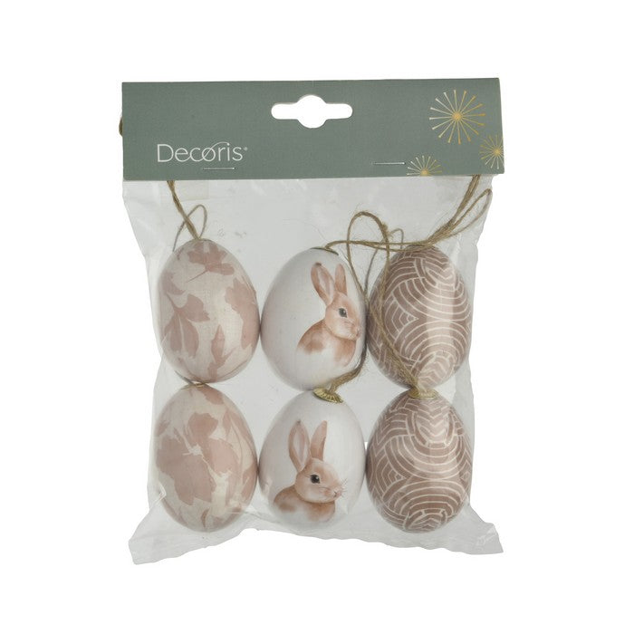 Set 6 uova per decorazione pasquale rosa da appendere 6 cm
