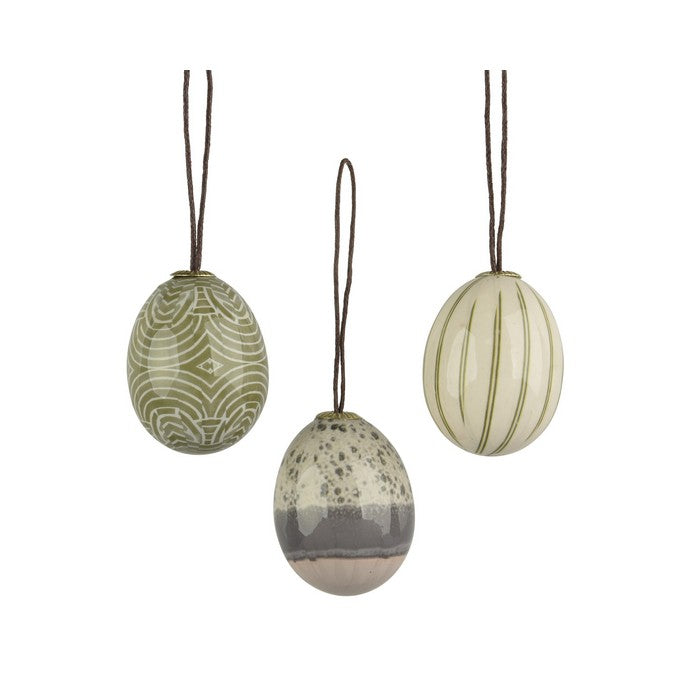 Set 6 uova per decorazione pasquale verde da appendere 6 cm