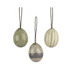 Set 6 uova per decorazione pasquale verde da appendere 6 cm