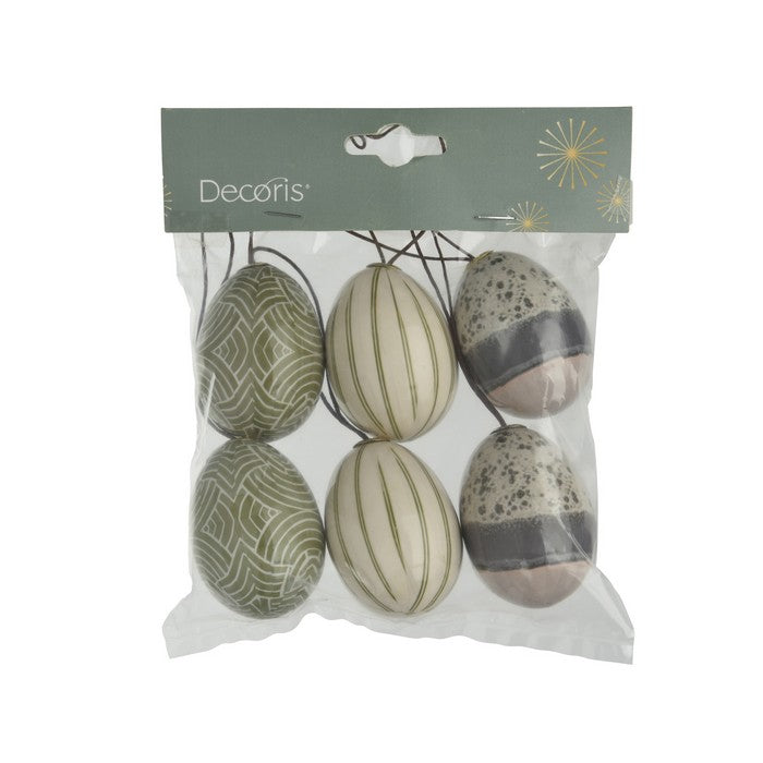 Set 6 uova per decorazione pasquale verde da appendere 6 cm
