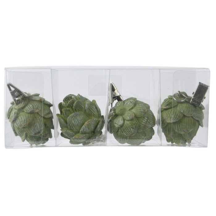 Set 4 fermacarte decorativi a forma di carciofo