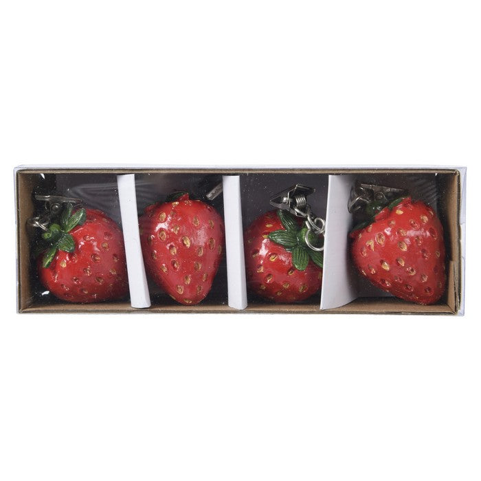 Set 4 fermacarte decorativi a forma di fragola