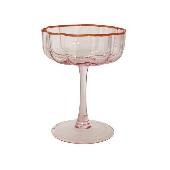 Coppa da champagne a forma di fiore in vetro con bordo