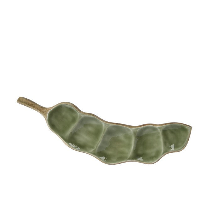 Piatto decorativo in legno di mango a forma di fava 50 cm