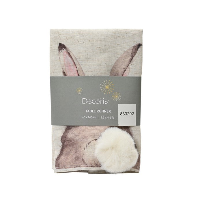 Runner da tavolo pasquale con coniglio con pompon