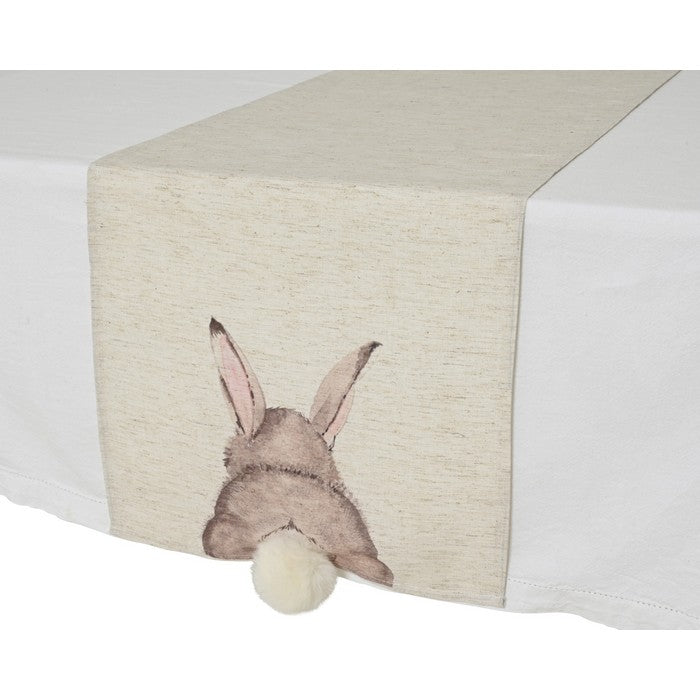 Runner da tavolo pasquale con coniglio con pompon