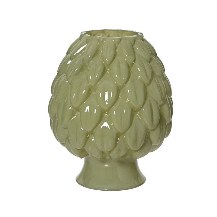 Vaso decorativo in vetro a forma di carciofo