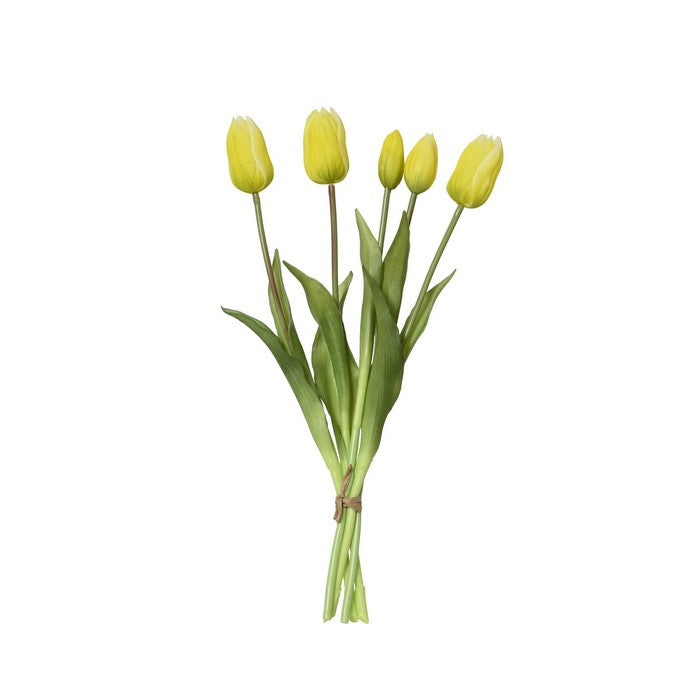 Mazzo tulipani artificiali per decorazione effetto real touch 5 fiori