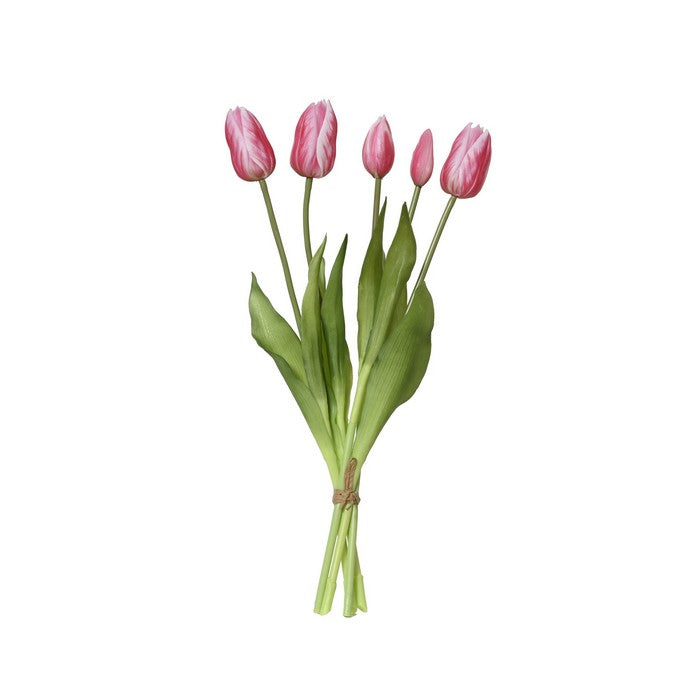Mazzo tulipani artificiali per decorazione effetto real touch 5 fiori