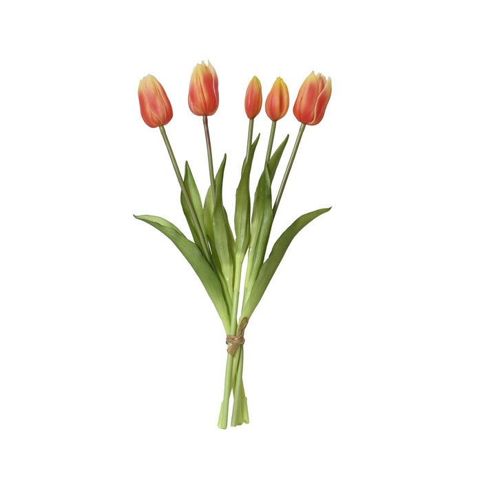 Mazzo tulipani artificiali per decorazione effetto real touch 5 fiori