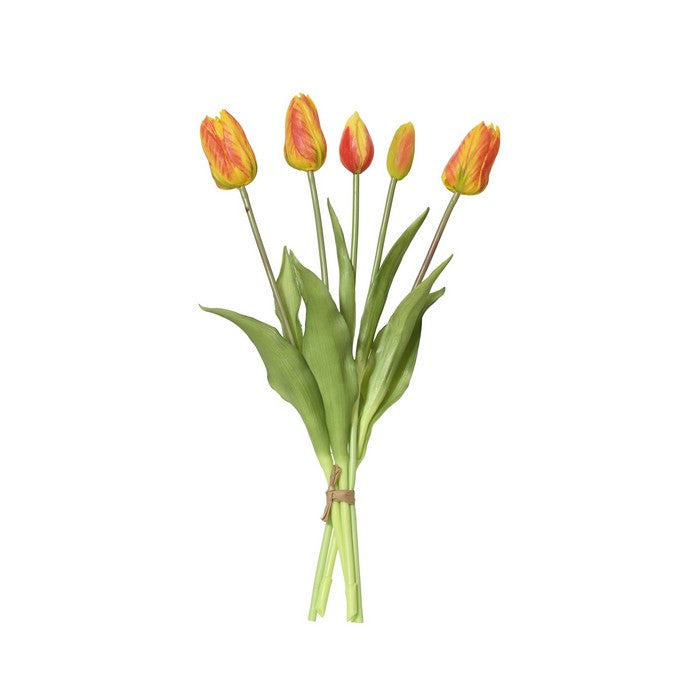Mazzo tulipani artificiali per decorazione effetto real touch 5 fiori