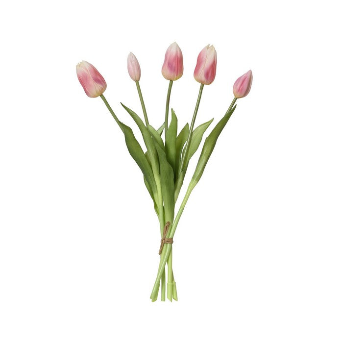 Mazzo tulipani artificiali per decorazione effetto real touch 5 fiori
