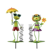 Pick da giardino in metallo e plastica con rana 82 cm